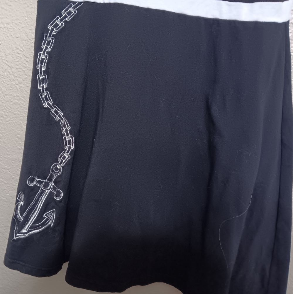 Sourpuss Black White Stretch Knit Military Nautical Dress - Picture 2 of 4